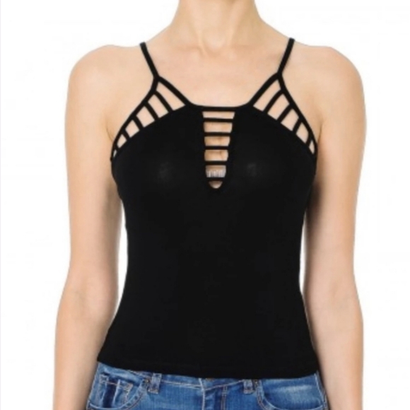 Ambiance Tops - Front caged cami crop top